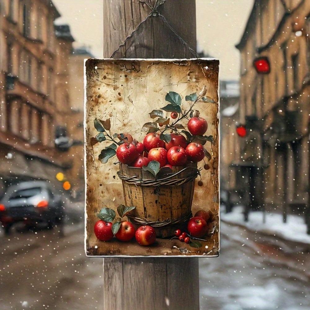 Apple Barrel Vintage Tin Sign Metal Wall Art Rustic Farmhouse Decor 8x12 Inch