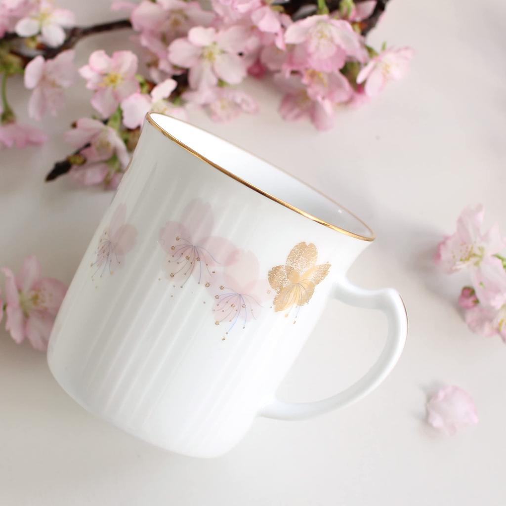 Okura Art Pottery Sakura Series 3rd Edition "Hatsumiyozakura" Mug, Coffee/Tea, Approx. 310cc, Made In Japan, 105C/A682-3