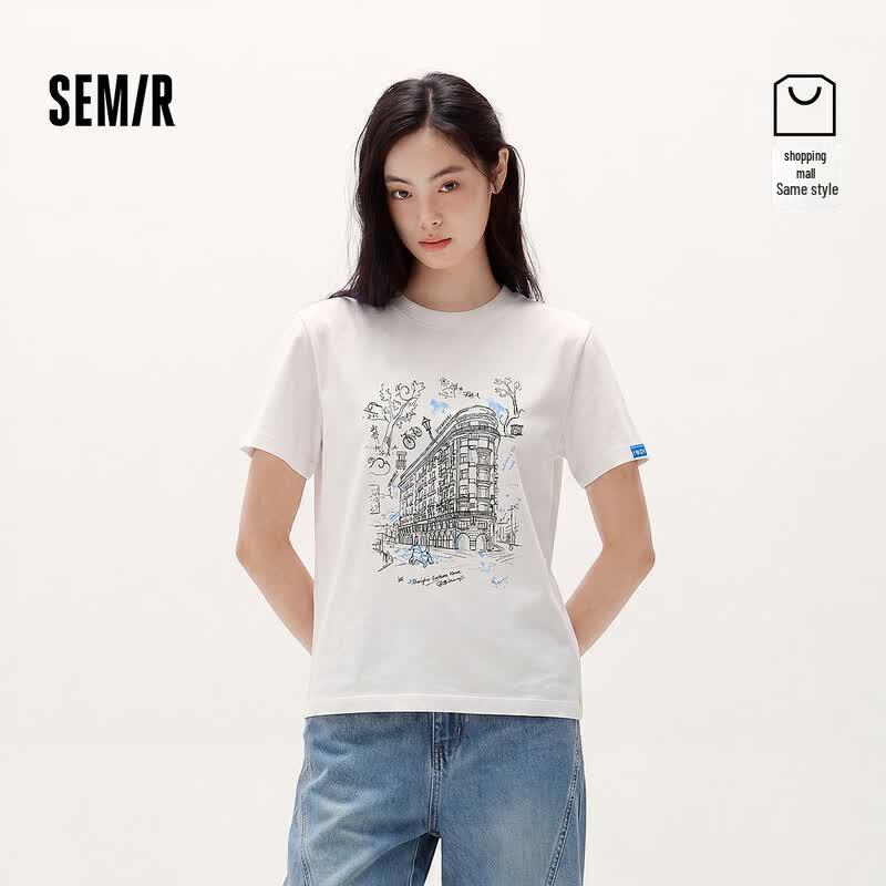 Semir Women's Printed Drop Shoulder T-Shirt
