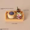 Realistic Dollhouse Miniature Coffee & Pastry Set Food Tray Accessory for Doll House Diorama Art Decor Collection Gift
