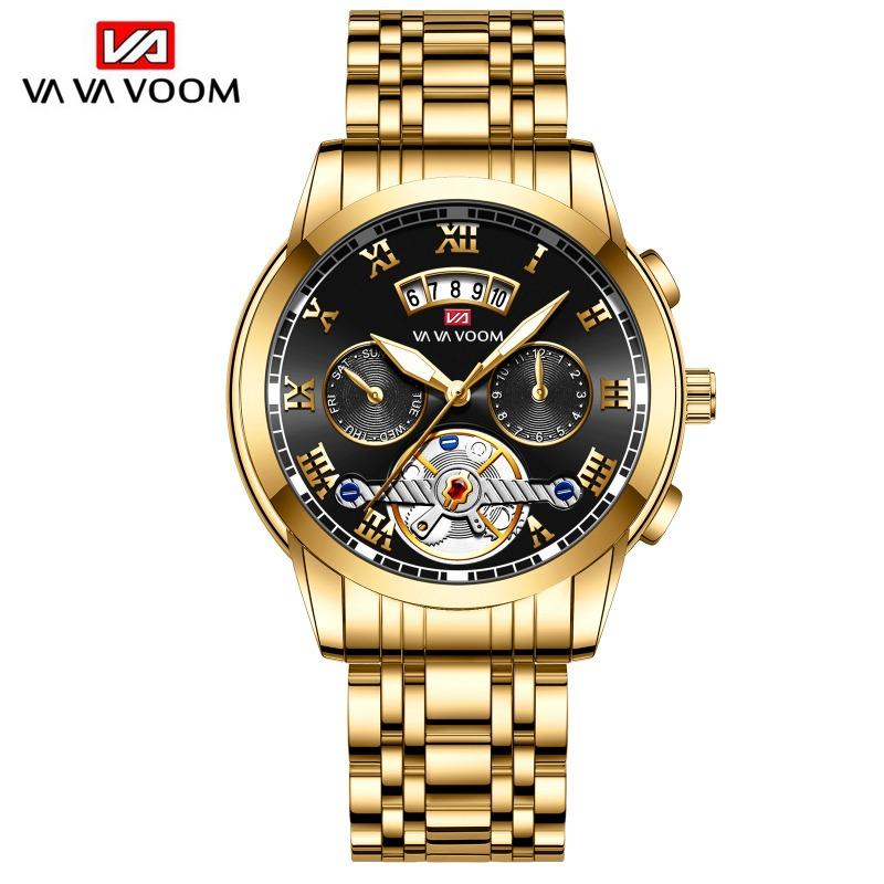 Stainless Steel Tourbillon Non-automatic Mechanical Multi-function Business Watch Luminous Waterproof Watch Male