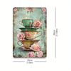 Charming Vintage Rose Teacup Iron Wall Art - Perfect for Cafes, Dining Rooms, or Garden Tea Spaces, Durable 20.32x30.48 Cm Decor