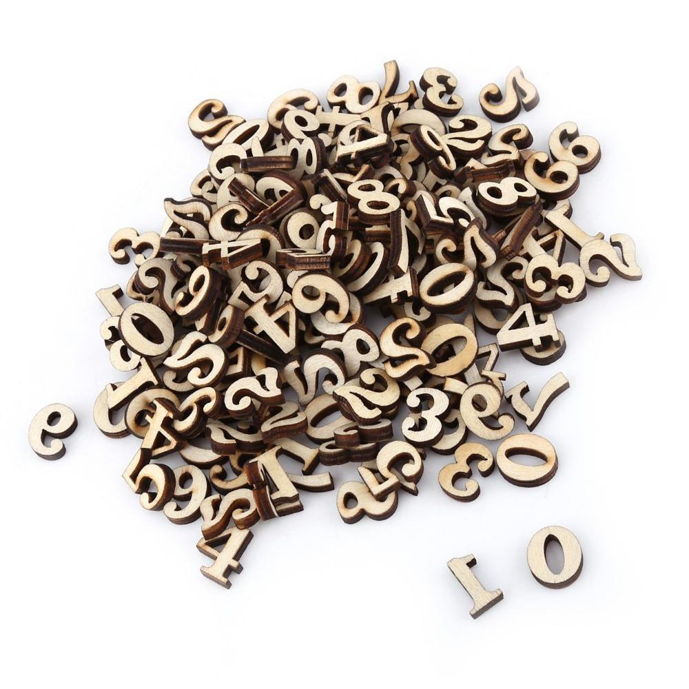200pcs Unpainted Wooden Letters Mixed Wooden Alphabet Wooden Numbers Home Decorations