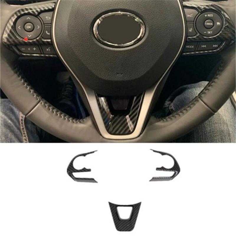 3X Carbon Fiber Look Car Steering Wheel Interior Trim For Toyota Corolla 2019-21