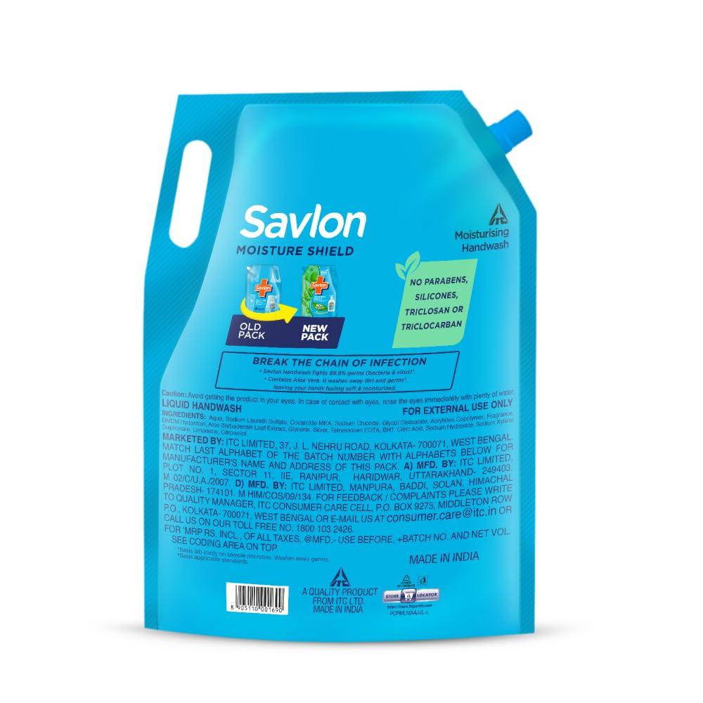 Savlon Moisture Shield Handwash Refill Pouch 1.35L Aloe Vera Soft Moisturizing Germ Protection