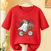 Cotton Kids Halloween T‑Shirt Adorable Ghost Riding Bike Flower Basket Bat Star Holiday Print Short Sleeve O‑Neck Children Tees