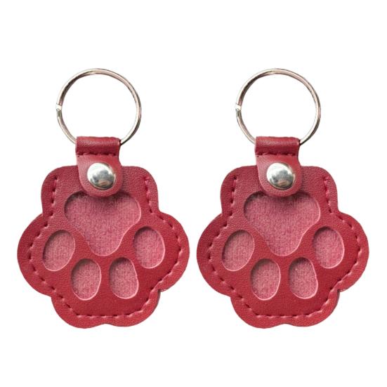 Faux Leather Pet Memorial Keychain Paw Shaped Keepsake Key Chain Easy to Use Pet Hair Storage Bag Key Holder