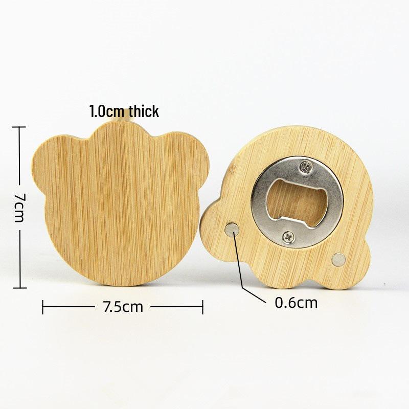 Magnetic Bamboo Wood & Stainless Steel Bottle Opener/Fridge Magnet Multi-functional Sticker, zkp-02.