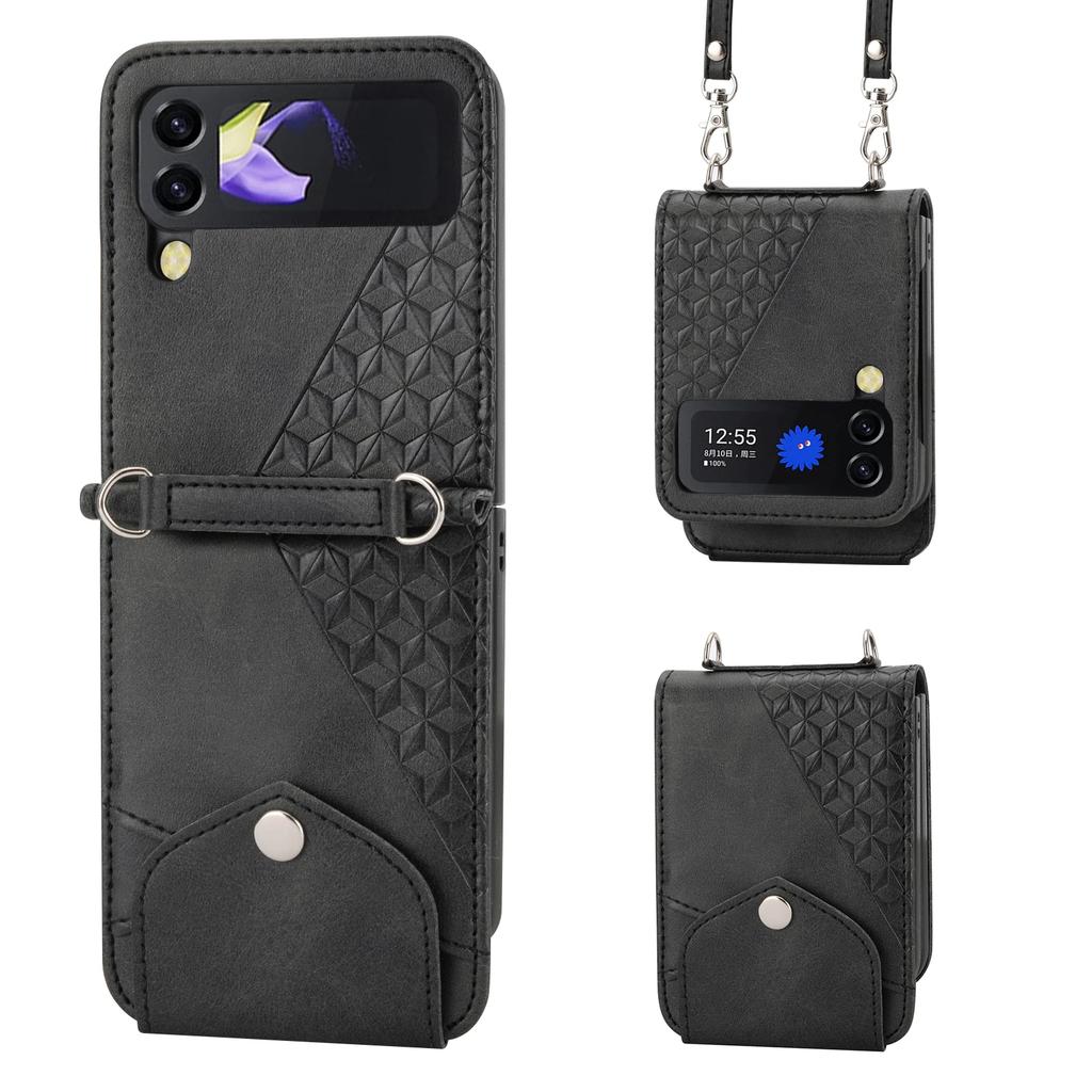 Lanyard Cards Slot Wallet Leather Case for Samsung Galaxy Z Flip 6 5 4 3 Flip3 5G Anti-Scratch Flip4 Shockproof Crossbody Cover
