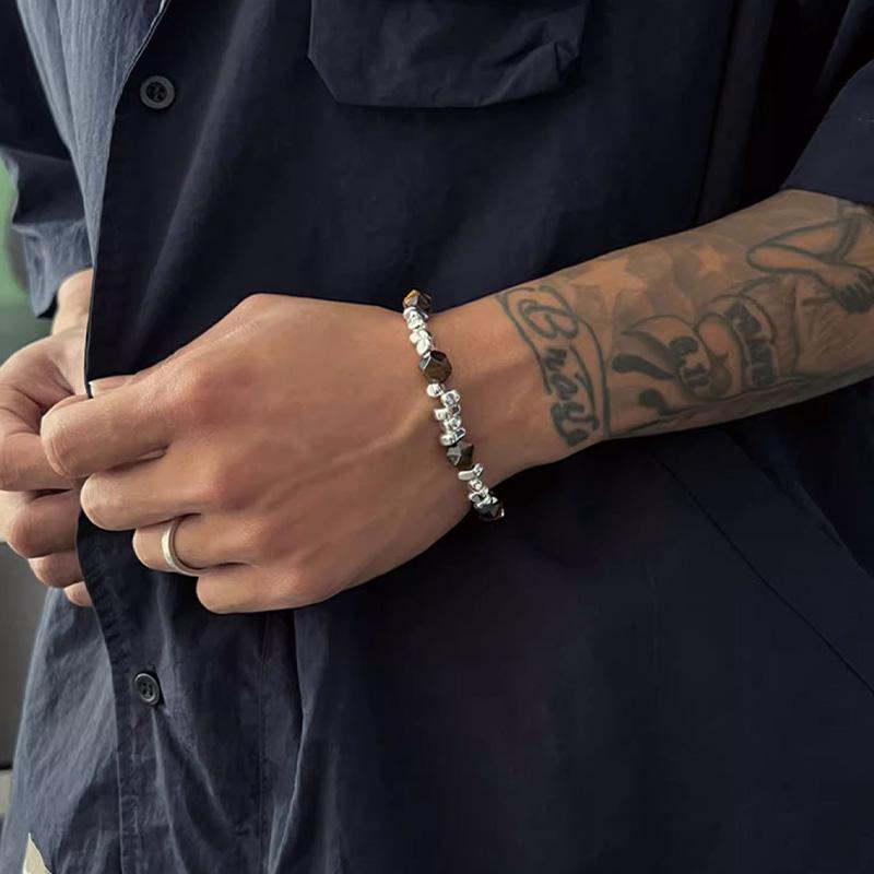 Retro Montage Fragments Beaded Bracelet For Men Stainless Steel Bracelet New Chinese Style Designer Zircon Unisex Accessories