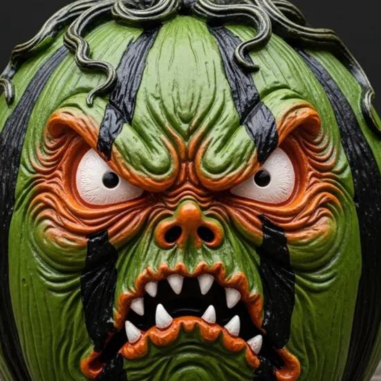 Halloween Pumpkin Figurine Resin Pumpkin Face Sculpture Spooky Pumpkin Halloween Decor for Home Office Desktop Decoration