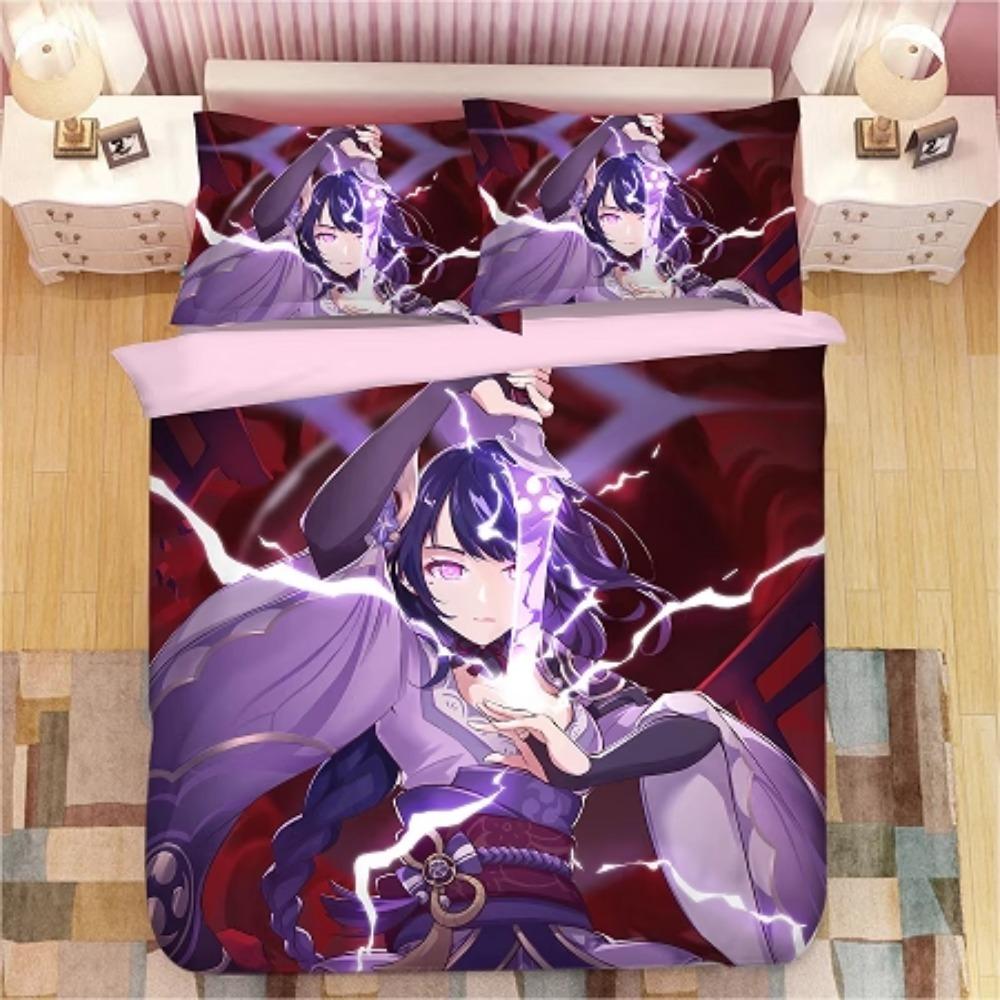 Animekaraktär, Mikrofiber Sängkläder, Barnsänglinne med Dragkedja Rumsdekor Påslakan för Tonåringar vuxen Lila‘