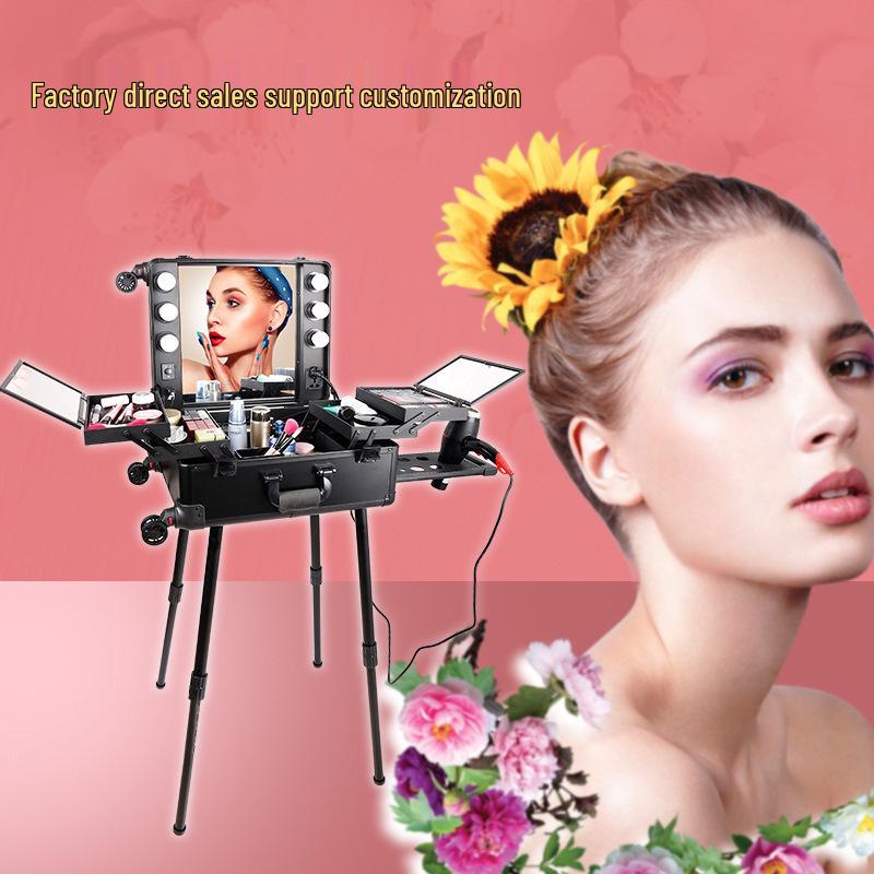 

Portable Aluminum Makeup Artist Case with LED Mirror and Wheels 21 inch чёрный