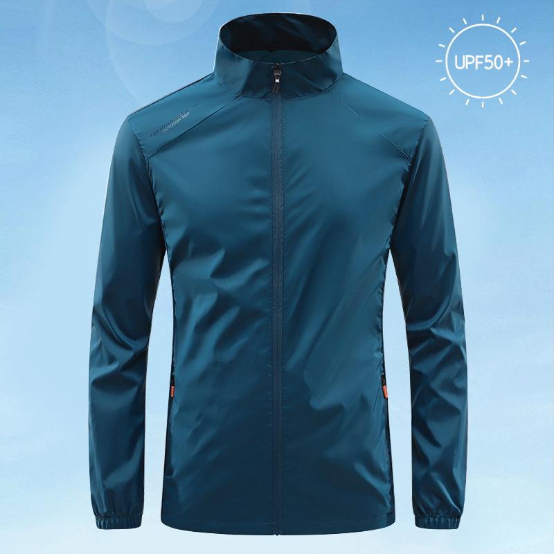 Summer Men's Sun Protection Skin Coat Lightweight Breathable Ice Silk Stand Collar Sunscreen Jacket Outdoor Camping  Jakcet