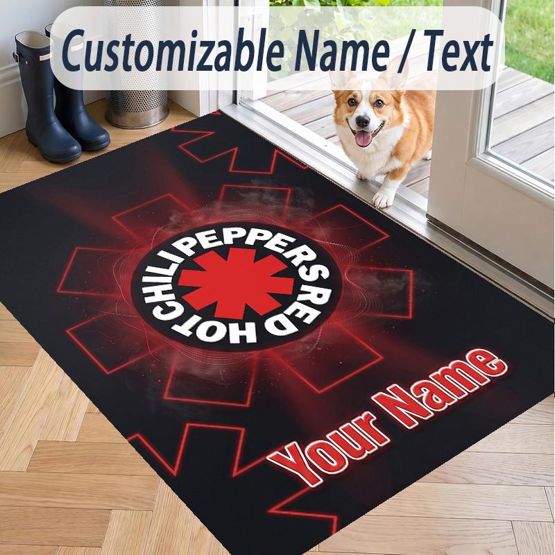 Custom Text Printed Rug Red Hot Chili Peppers Non Slip Floor Carpet For Home Room Decor