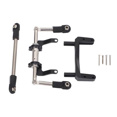 1 10 RC Servo Mount with Hydraulic Steering Link Aluminum Alloy Lightweight Adjustable Damping for SCX10 Models Black