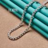 4mm Round Box Chain Necklace Bracelet Set For Woman Man Wedding Engagement Jewelry