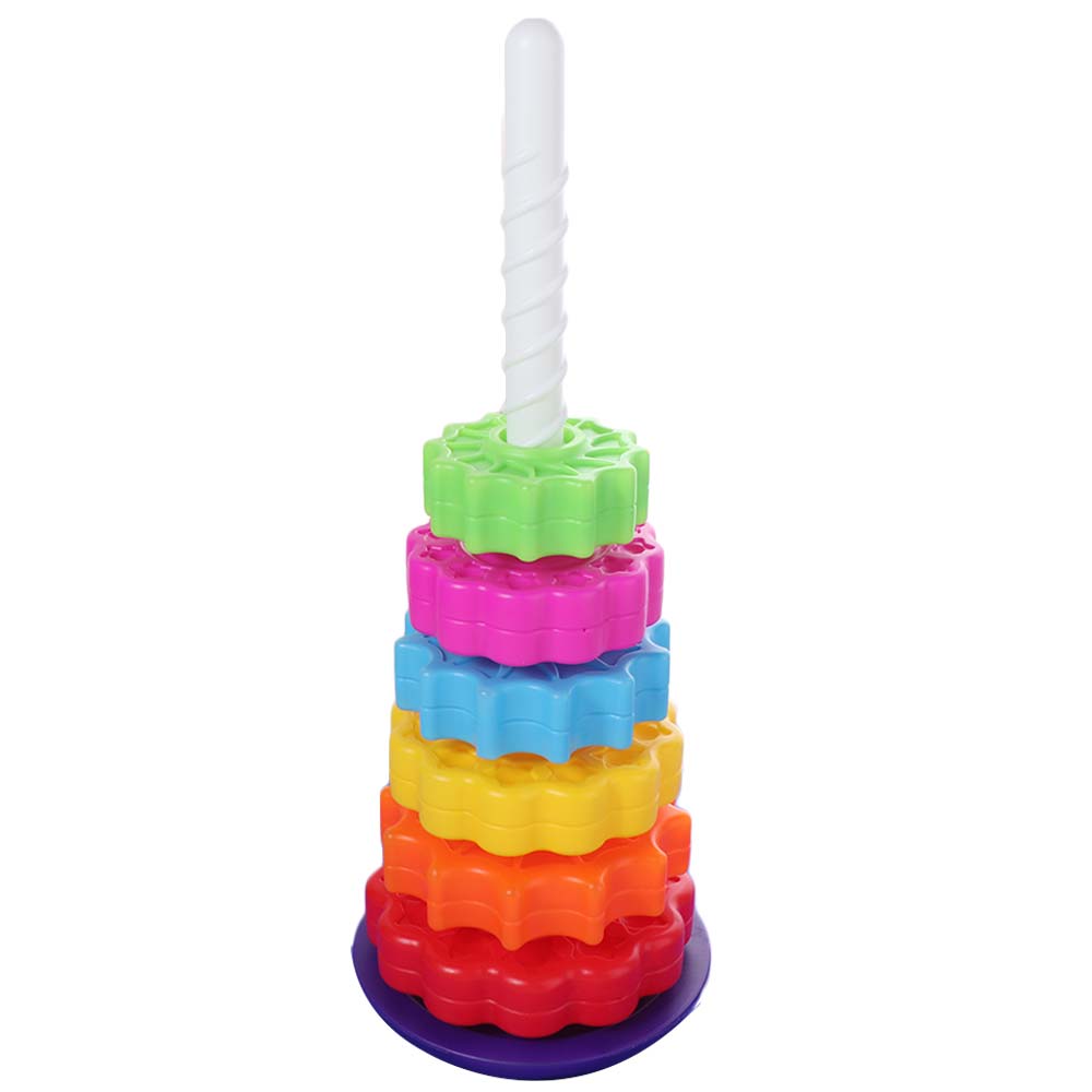 Stackable Rainbow Spinning Stacking Toys Early Education Baby Rotating Stacking Toys  Kids Toddler