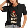 Piraten Oma Baumwoll T-Shirt, Premium-Baumwolle Hochwertiger Druck, Langlebig, Lässig Und Modisch, Mit Einem Totenkopf Mit Gekreuzten Schwertern Design, Perfekt