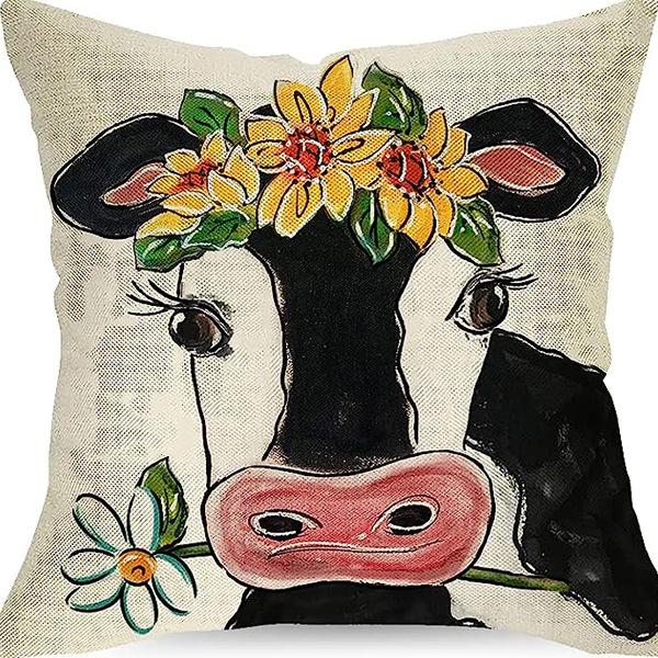 

Новая креативная мультяшная наволочка с изображением животного коровы с фермы, украшение для дома, гостиная, подушка для автомобиля 45 * 45Cm (without pillow core)