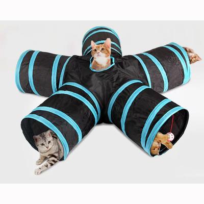 Verschleißfester Katzenspieltunnel, faltbare Haustiertunnel mit Knisterspielzeug für Katzen, Meerschweinchen, Kaninchen, lustiges Katzenzubehör