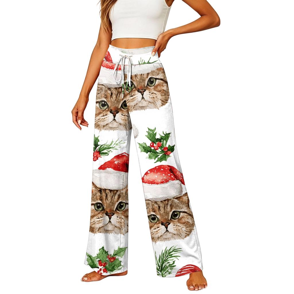 Women's Elastic Waist Casual Straight Leg Pants with Pockets for Everyday Wear