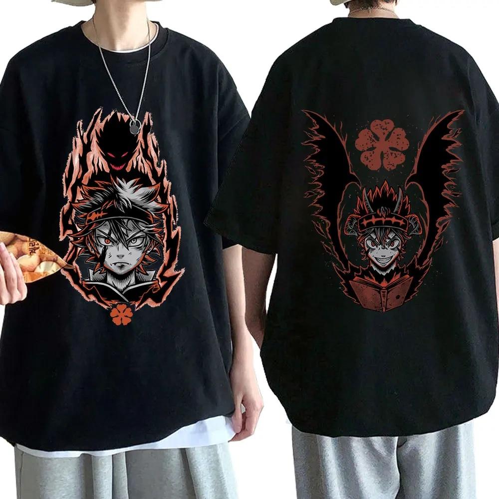 High Street Top Japanese Anime with European and American Style Black White Tees Character Print with Brand Unisex Cotton Casual