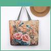 Elephant Hello Kitty Butterfly Embroidered Canvas Tote Bag With Seamed Stitching For Daily Use