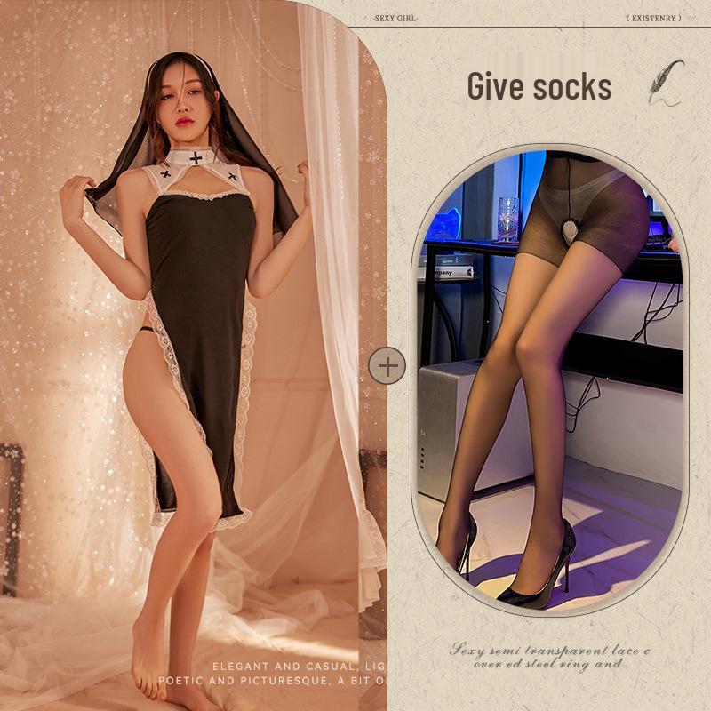 Sexy Nun Cutout Nightgown Costume for Role Play