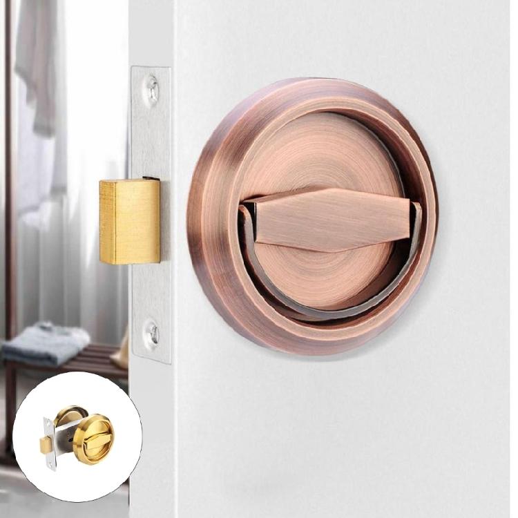 Rustproof Invisible Door Handle Lock Replacement Indoor Circular Pull Rings Lock Hardware for Sliding Doors Easy to Install