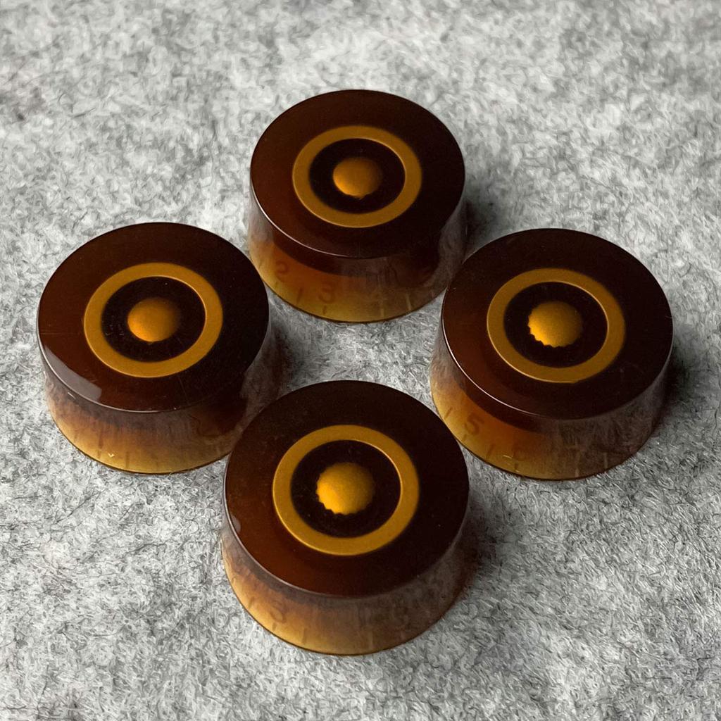 FLEOR Amber Guitar Knobs Top Hat Volume Tone Speed Control Knobs for Epiphone Les Paul Style Electric Guitar Parts 4pcs -