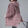 Cappotto invernale da donna alla moda, spesso e caldo, in cotone, con cappuccio, termico, di media lunghezza, in lana d'agnello