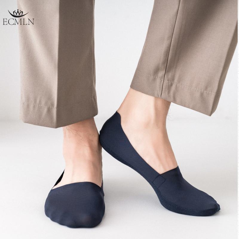Spring and Summer Ice Silk Boat Socks Men's Silicone Anti-heel Drop Invisible Socks Men's Thin Towel Bottom Sweat Absorption Socks
