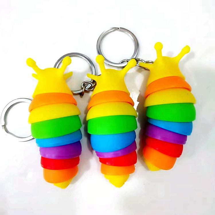 Creative Intelligence Car Key Fuzz Caterpillar Keychain - 8cm Decompression Slug Pendant Toy