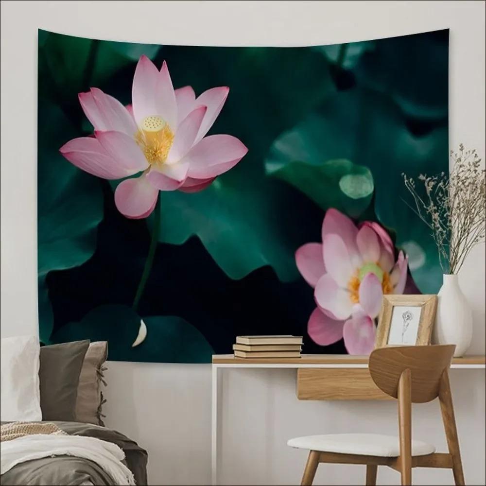 Китайский узор лотоса Гобелен для украшения стен дома Гобелен для офиса Гостиная Гобелен — фото 3