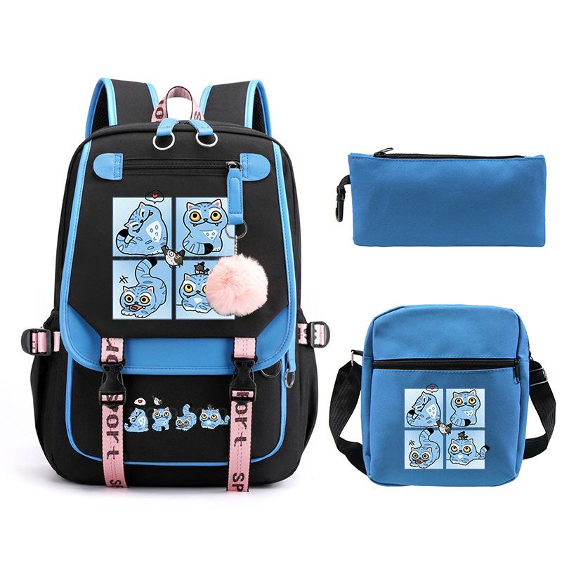Animation Cartoon Peripheral Printing Children'S Backpack Campus Large Capacity Primary And Secondary School Students Schoolbag Three-Piece Set