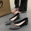 Fashion Gentle French Chunkiness 2025 New Spring Rhinhette High Heels Large Size Shallow Mouth Pointed Single Shoes