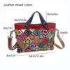 Fashion Leather Women'S Bags Handmade Flower Splicing Cowhide Plaid Bag Portable Messenger Bag Color Matching Flower Bag