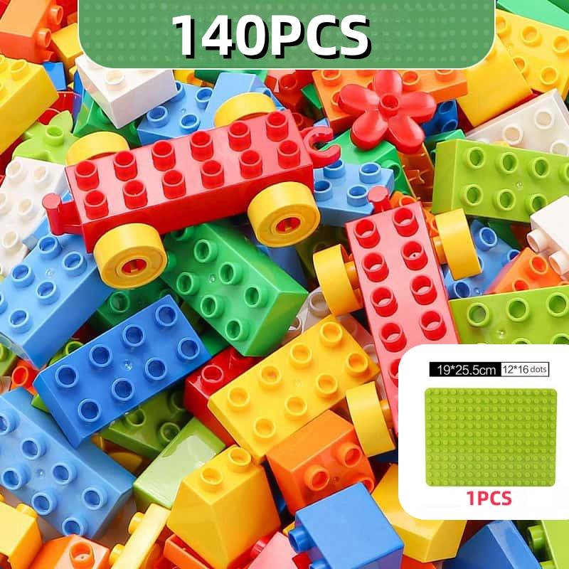 Non-Toxic 140Pcs Creative Bricks Bulk Model Building Blocks Educational Kids Toys Baseplate Construction Blocks Educational Kid Toy