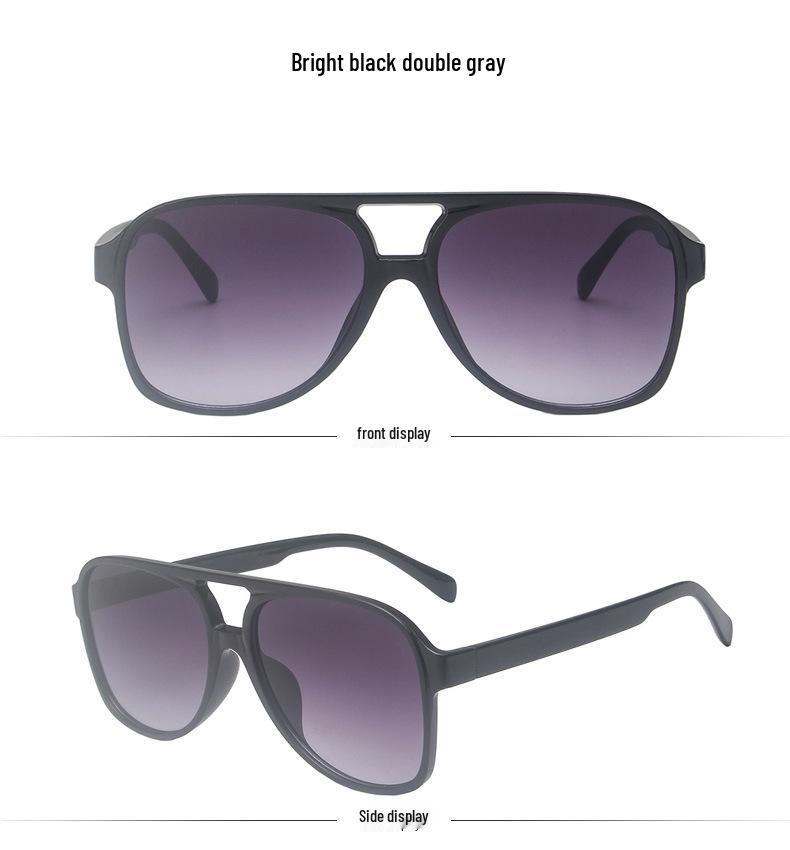 2021 Trendy Retro Double Bridge Sunglasses with Ocean Lens, Big Frame for Men & Women.