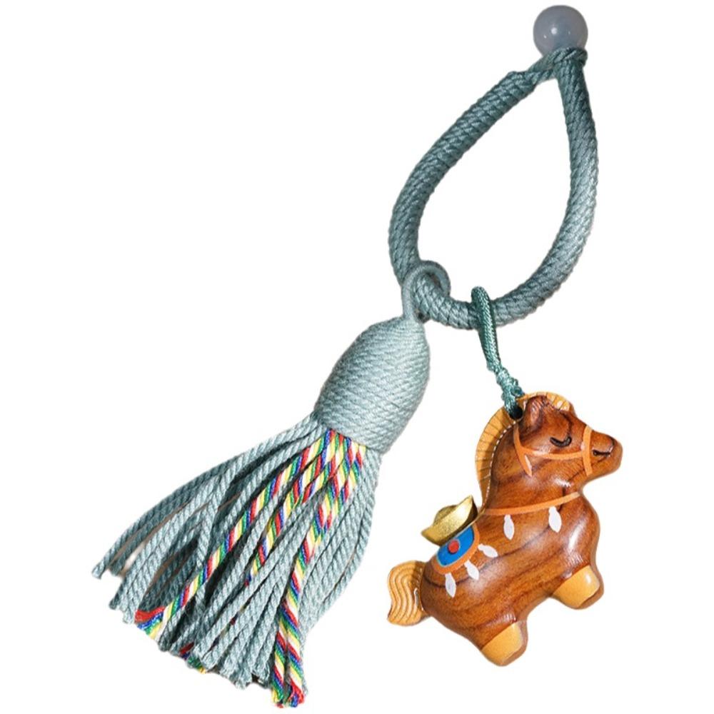 

Ручная работа Деревянный кулон-лошадь по знаку зодиака Традиционный счастливый талисман Цепочка для мобильного телефона Креативный мультяшный брелок-знак зодиака Украшение для сумки