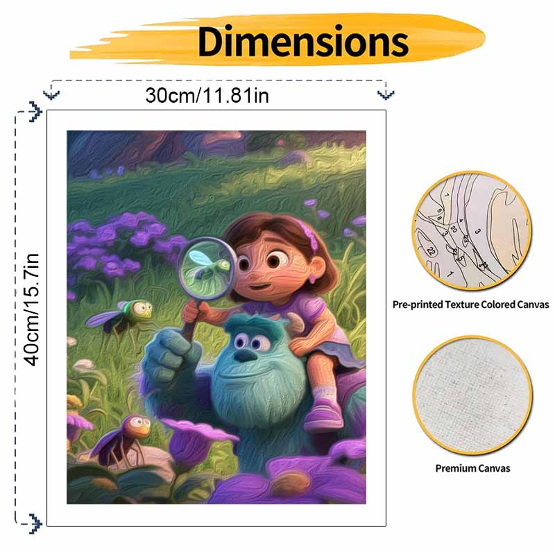 Disney Monsters Inc Sulley and Friend Oil Painting Digital Painting Art Kit Handmade Diy Gifts Home Decorations