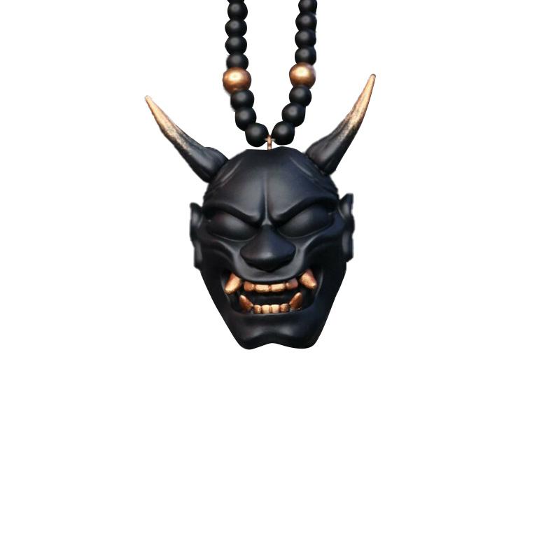 1Pc Hannya Helmet Japanese Oni Charm Hanging Pendant Samurai Car Accessories Auto Ornament Rear View Mirror