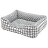 STYRIA Poko Quilted Boa Houndstooth Square Pet Bed for Dogs and Winter Fluffy Sofa Cage for Small Dogs Cats, Warm, Washable, Stylish, Cute, (M, Gray)