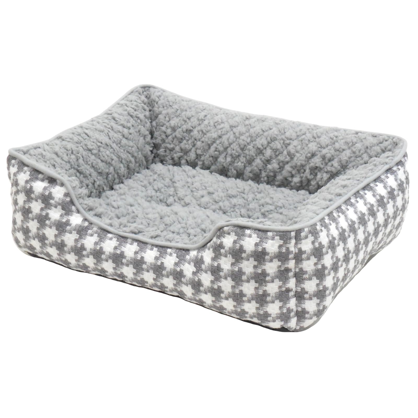 

STYRIA Поко Стеганая Боа Гусиная лапка Квадратная Кровать для Домашних Животных для Собак и Зимний Пушистый Диван Клетка для Маленьких Собак Кошек, Теплая, Моющаяся, Стильная, Милая, (М, Грей)