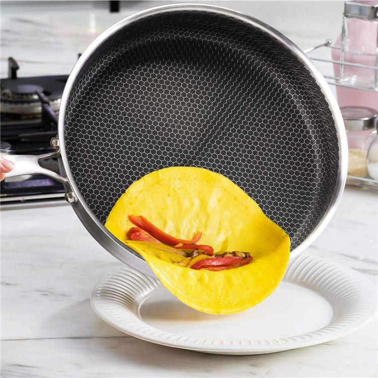 Factory Wholesale Black Nonstick Honeycomb Frying Pan Kitchen Portable Stainless Steel Fry Pan
