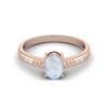 7X5mm Oval Moonstone 925 Sterling Silver Rose Vermeil Solitaire Women Engagement Ring