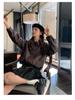 American Retro Casual PU Leather Drawstring Jacket - Autumn 2024, Small Size, Loose Fit, Age-Reducing Design