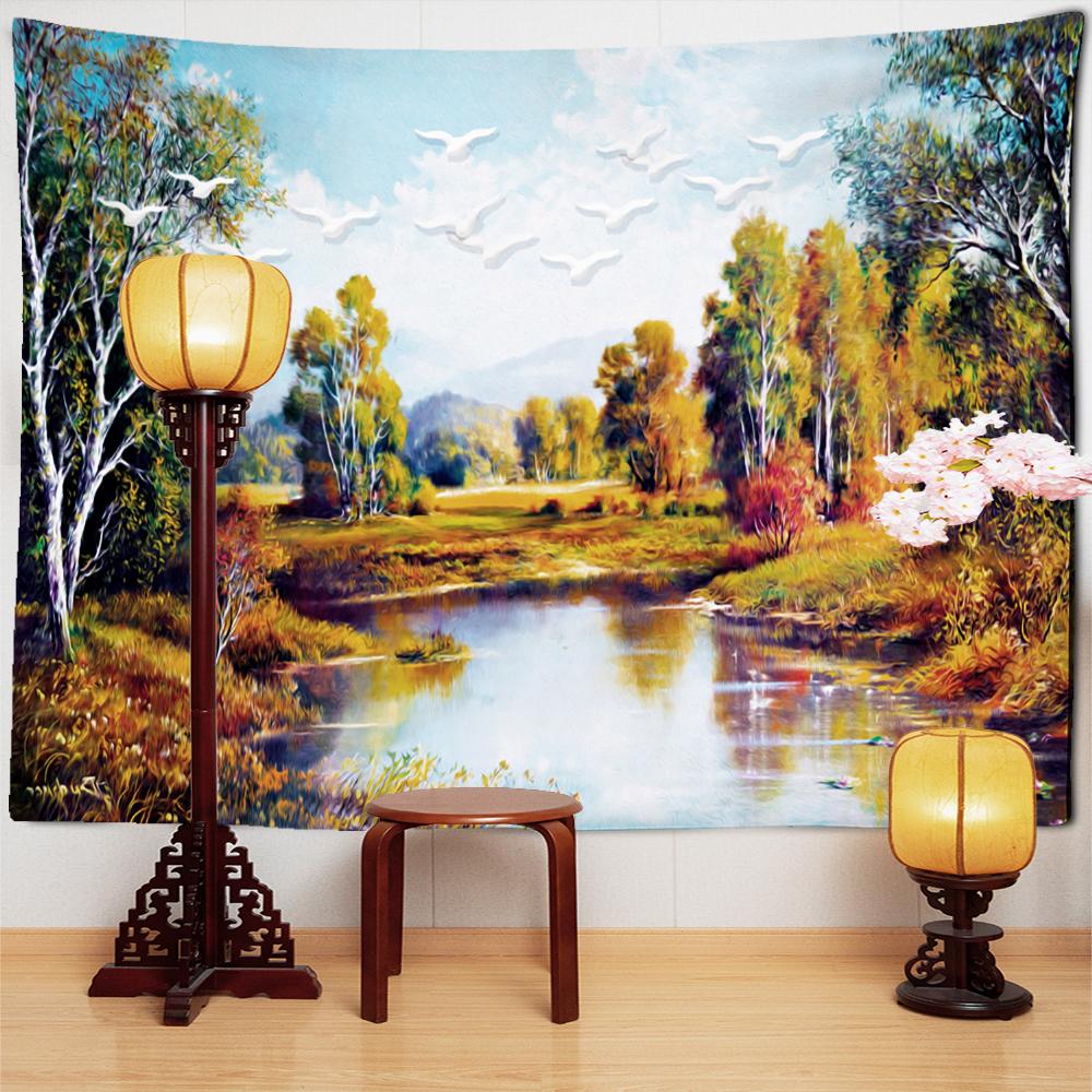 Ölgemälde Lavendel Wandteppich Wandbehang Pflanze Böhmisch Hippie Tapez Nordische Ästhetik Raumdekor