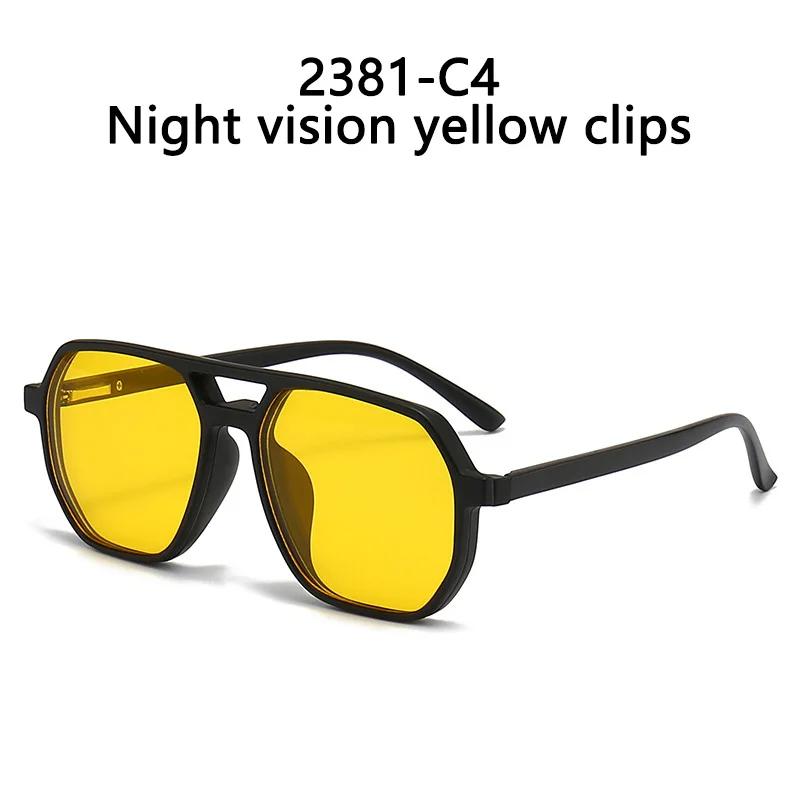 Large Frame Polarized Myopia Sunglasses 6 In 1 Prescription Magnetic Clip Men Women Glasses Optical Eyewear -0.5 To -6.0